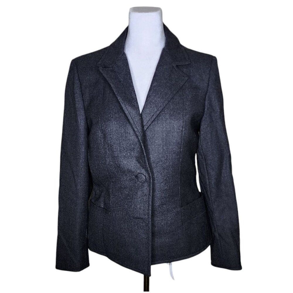 Vintage 1990s Satin Lined Double Button Work Blazer Womens Size M Gray